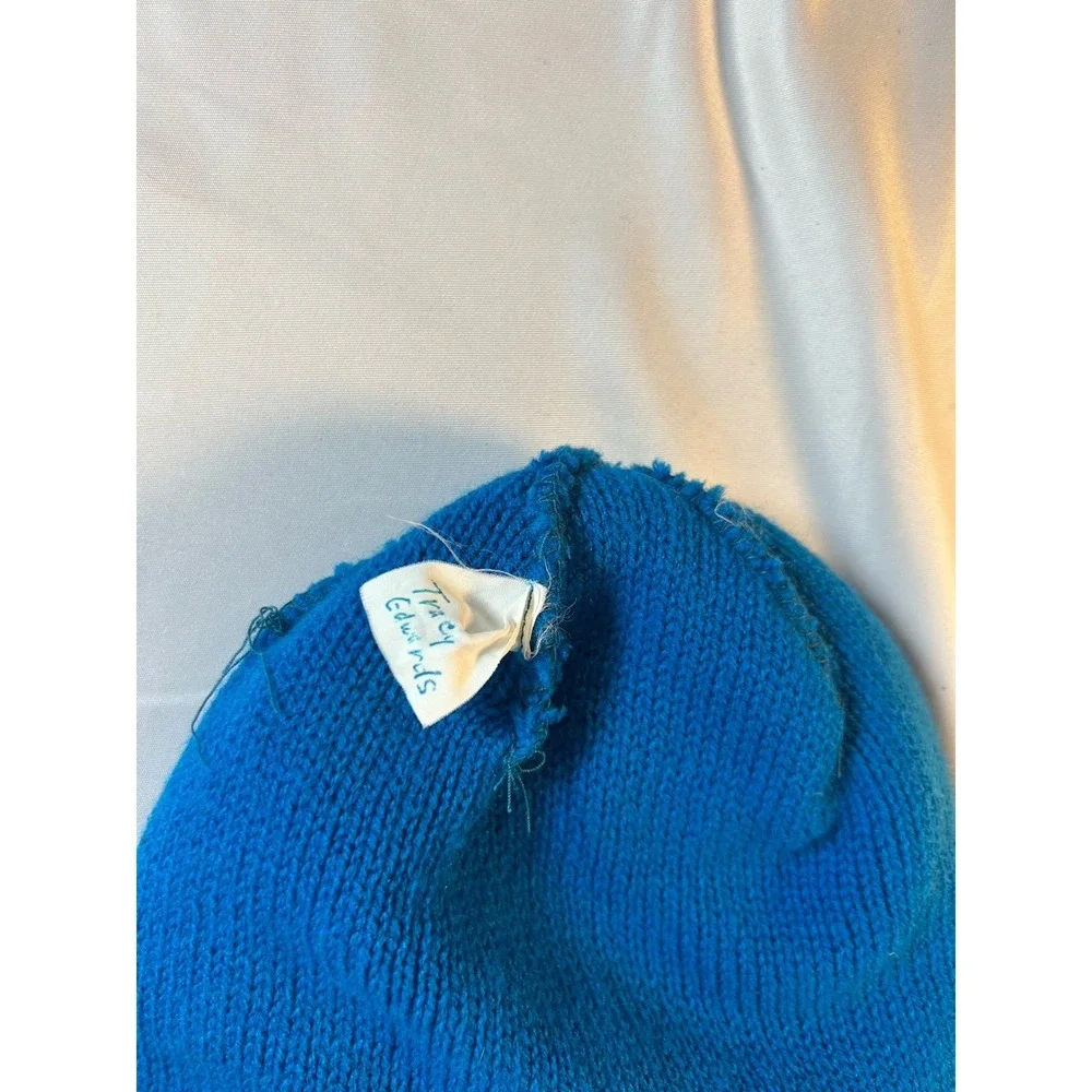 Vintage 80/90's Beanie Multicolor Striped Knit Youth Sz 7/14 Acrylic Wool Retro